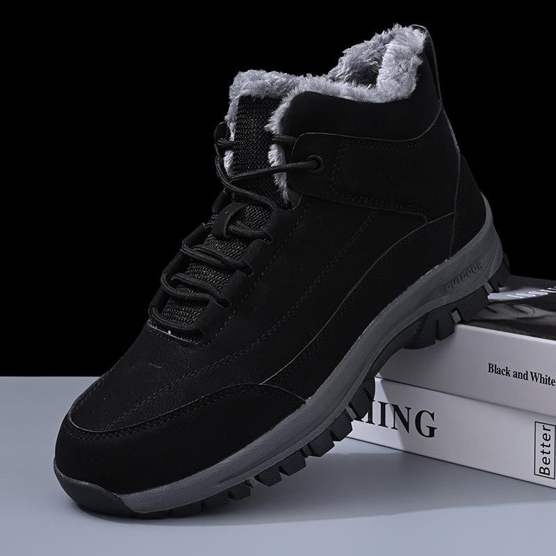 Northeast winter large cotton shoes men's velvet warm high-top waterproof and non-slip sports shoes outdoor snow boots walking shoes