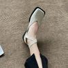 Fashion Flat Gothic Woman Footwear Square Toe Mary Jane Black Low Heel Elegant Flats Shoes For Women Fashion Leather Casual Luxury Brand