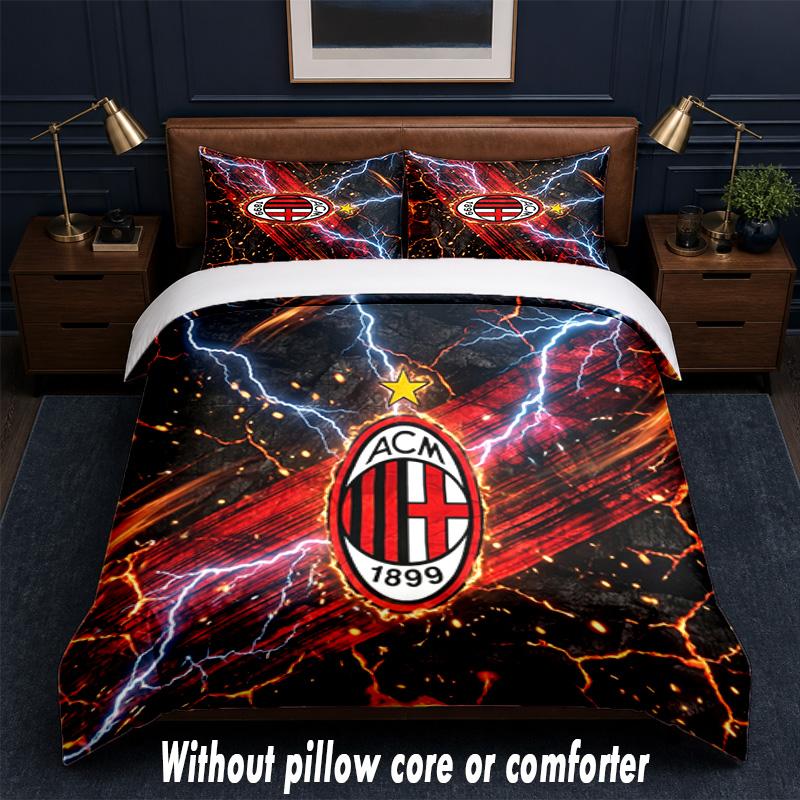 AC Milan Design Bed Bedding Set 1 Duvet Cover + 2 Pillowcases Soft Breathable Household Bed Linens