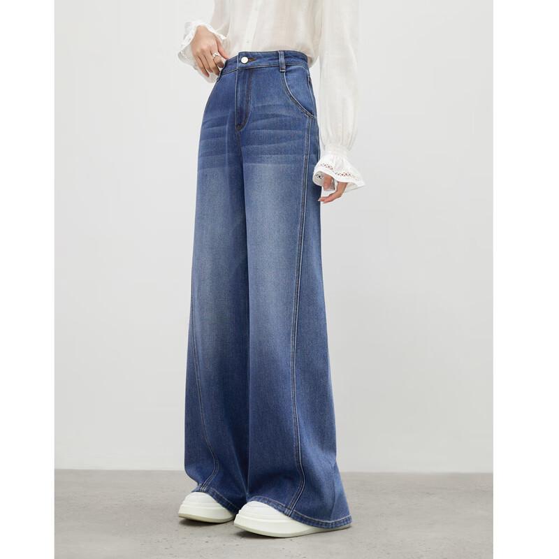 

Qiushui Yiren Women s 2025 Autumn A-Line Wide-Leg Jeans M