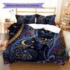 Flower Cat Crow Pattern Bedding,Quilt Set Quilt Cover Pillowcase Home Birthday Gift (1 * Duvet Cover + 2 * Pillowcase, Without Core)