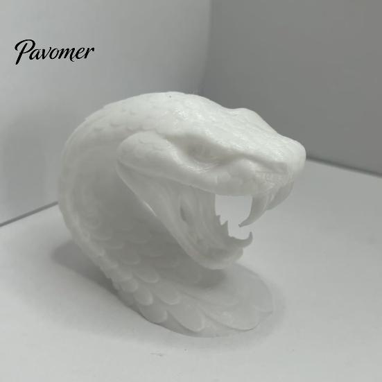 Snake Sculpture for Shelves 3D Printed Head Ornament, Desk with Sharp Teeth, Wild Style Ornament Realistic Animal Figurine Halloween Home Living Room