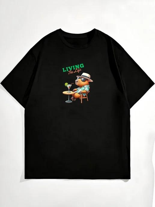 Oversized T-shirt with capybara print XL