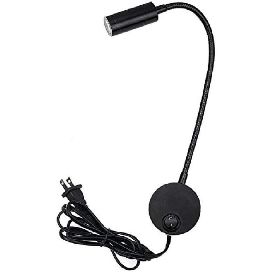 3W LED Bedside Reading Light Flexible Gooseneck Book Lamp Wall Mount Headboard Spotlight with Plug and On/off Switch for Working, Study, Art Display