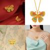 Fashionable Gold Plated Butterfly Pendant And Adjustable Ring Set For Women