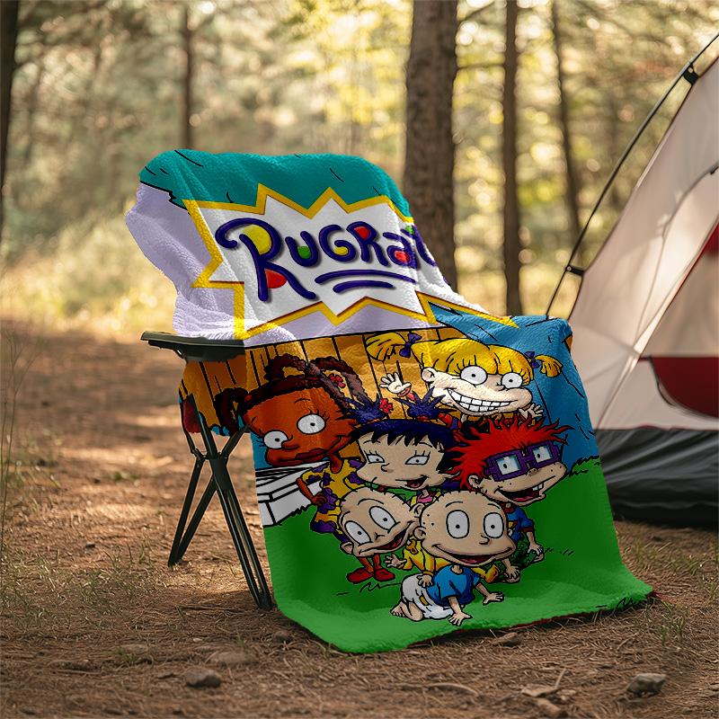 1pc Rugrats In Paris3 Theme Blanket - Digital Print, Polyester, Cozy for All Seasons, Perfect for Outdoor, Camping, and Travel