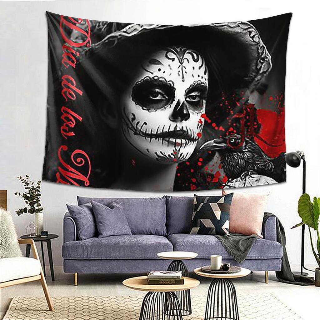 Alexander Gothic Las Elegantes Girls Day Of Dead Skull Tapestry Decor Art Aesthetic Tapestries Home Wall Cloth Wall Hanging