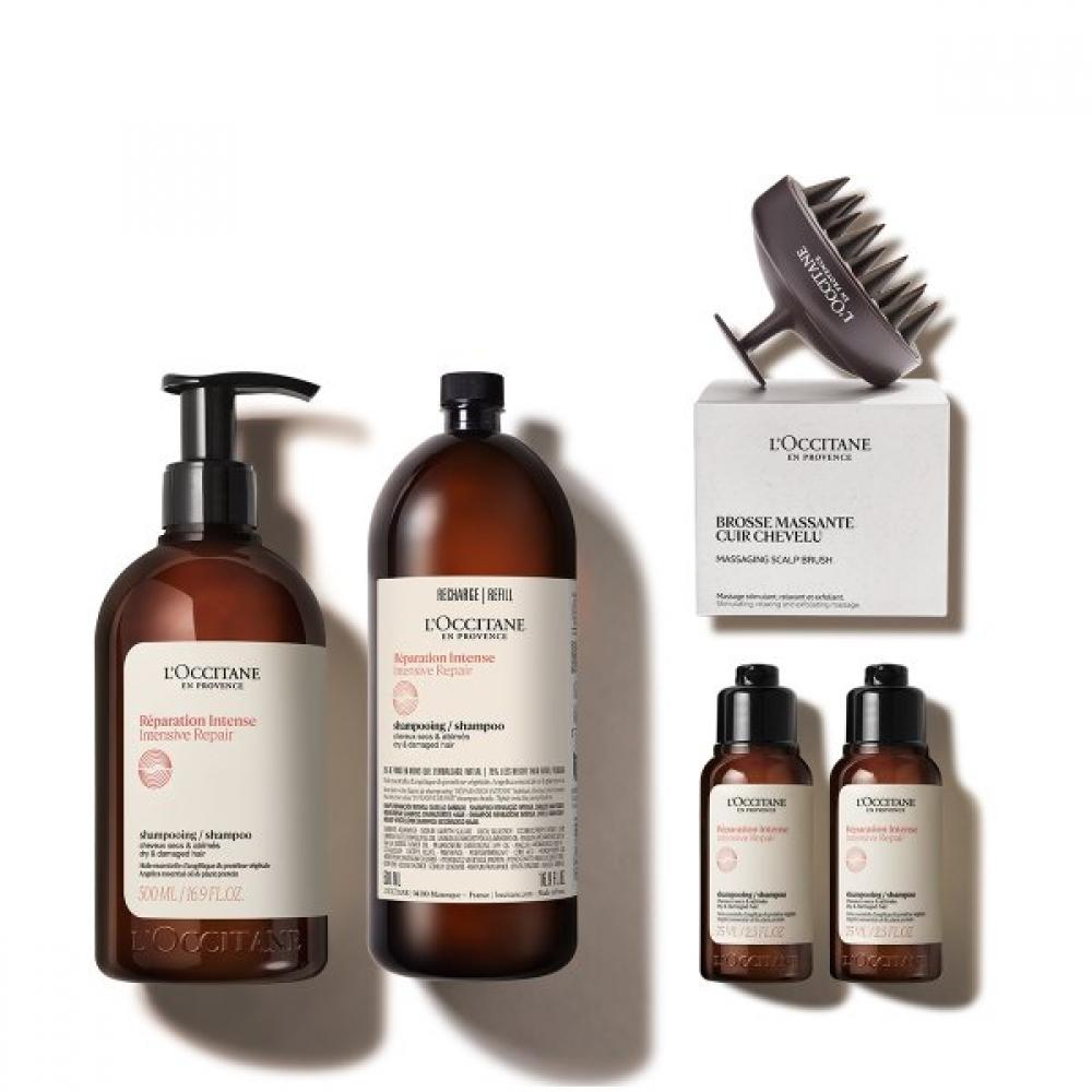 L Occitane [excLusive][damaged Hair Care] Intensive Repair Shampoo 1L Set  +brus Single option