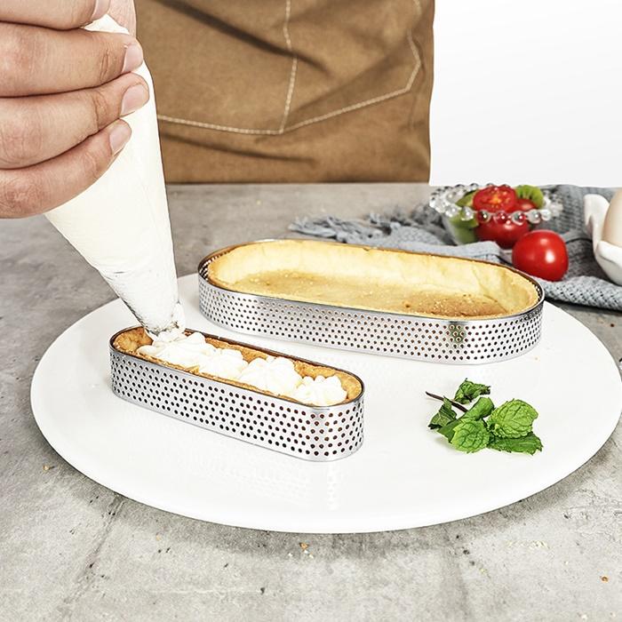 Tartlet Rim Form Perforated 15x5xh2cm Oval Rim for Tartlets