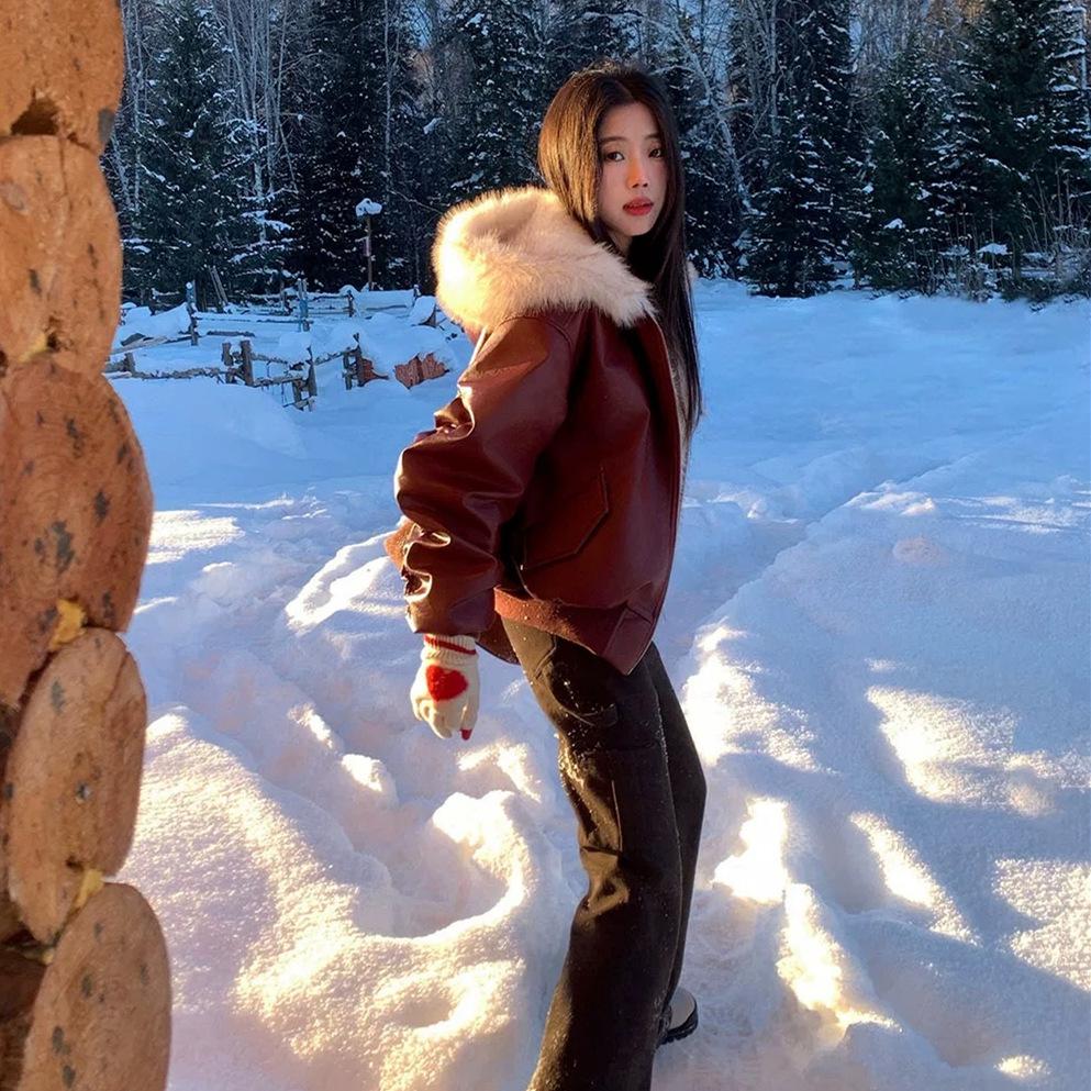 Women's New Fashion Cold Fluffy Thickened Warm Loose High-quality Fabric Casual Outdoor Travel Sports Cotton Leather Jacket Jacket