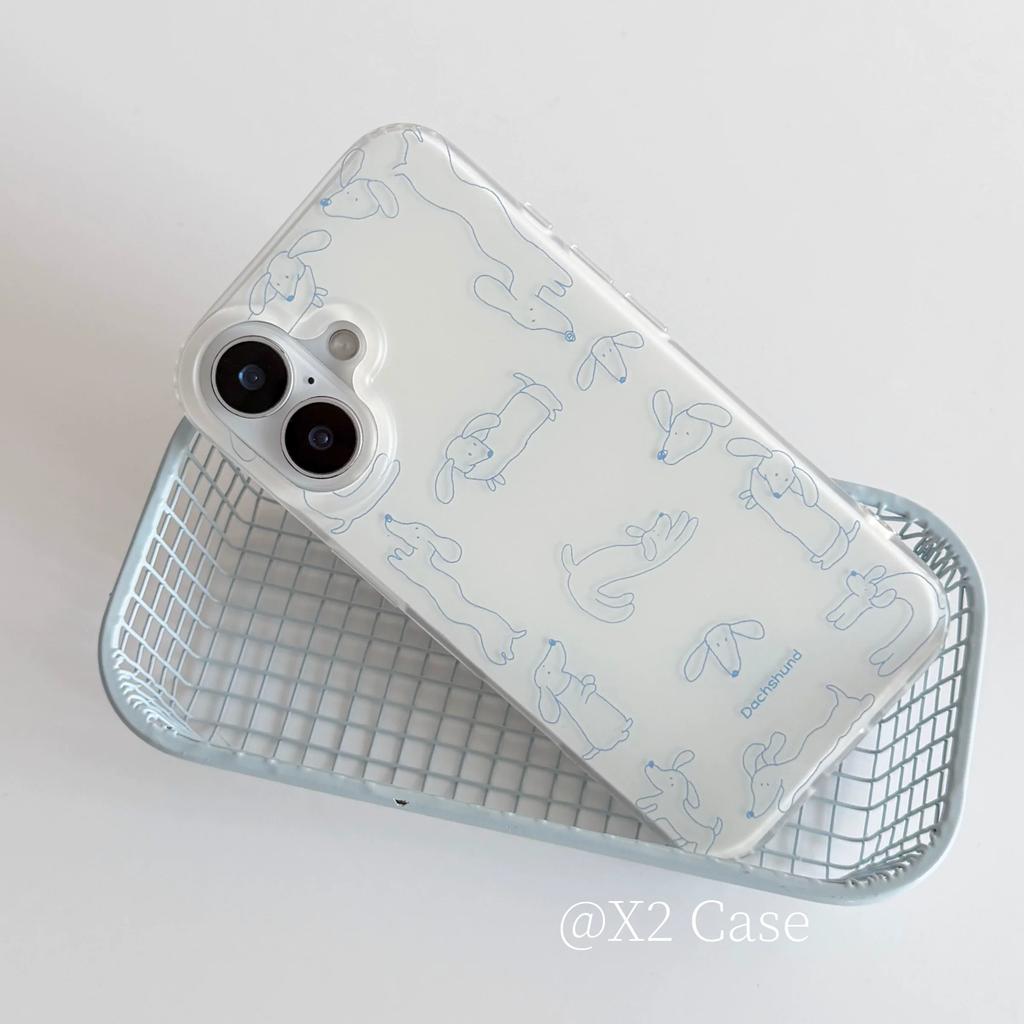 Cute Girl Blue Lines Cartoon Dog Phone Case For Samsung Galaxy A37 A57 A16 A07 A17 A36 A26 A56 A54 A24 A14 A06 A05 A13 4G 5G