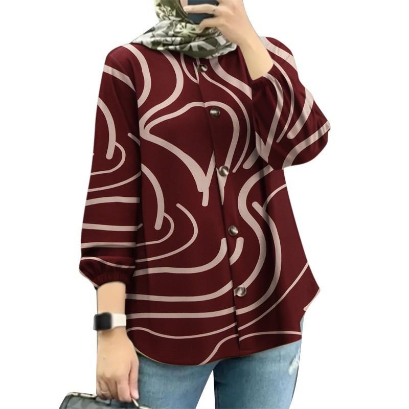 Women's Muslim Floral Puff Sleeve Shirt - New Fashion Arrival