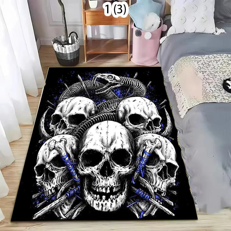 

A Door Mat with Skull Pattern Design, Anti Slip and Easy Clean Suitable for Carpets in Home Bathrooms Kitchens and Shower Rooms 40x60cm