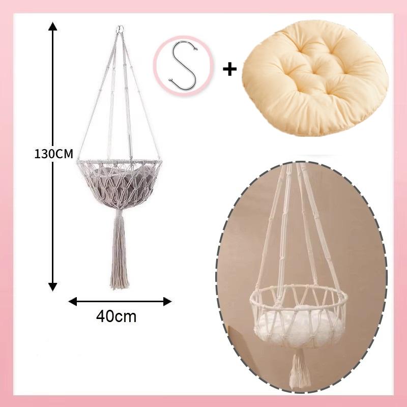 

Гамак для кошки Подвесная кровать-гамак для кошки Ручной работы Кисточка Бохо Качели-кровать для кошки с хлопковым матрасиком для сна, игр, лазания, отдыха Diameter 40cm
