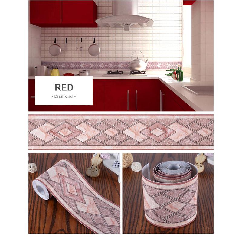 5M Waterproof Waistline Wallpaper Toilet Bathroom Self Adhesive Skirting Lines Decor Baseboard Corridor Floor Border 3D Stickers
