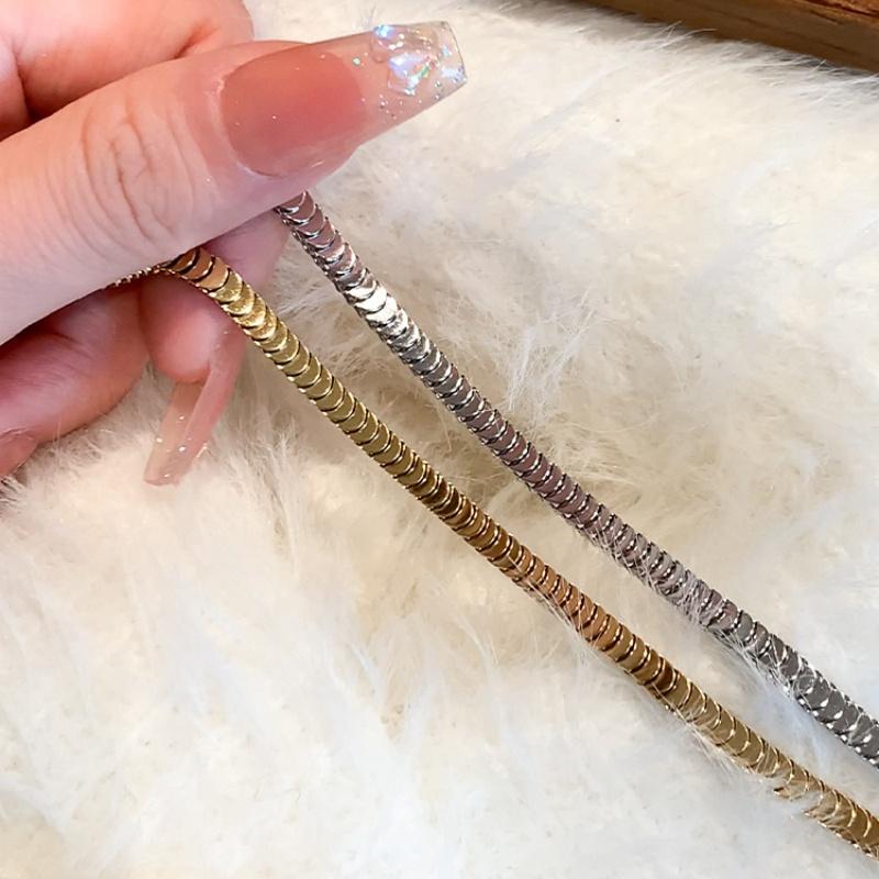 Stainless Steel Gold Plated Geometric Round Stacked Bracelet For Women Men Fashion Simple Luxury Waterproof Daily Wear Jewelry