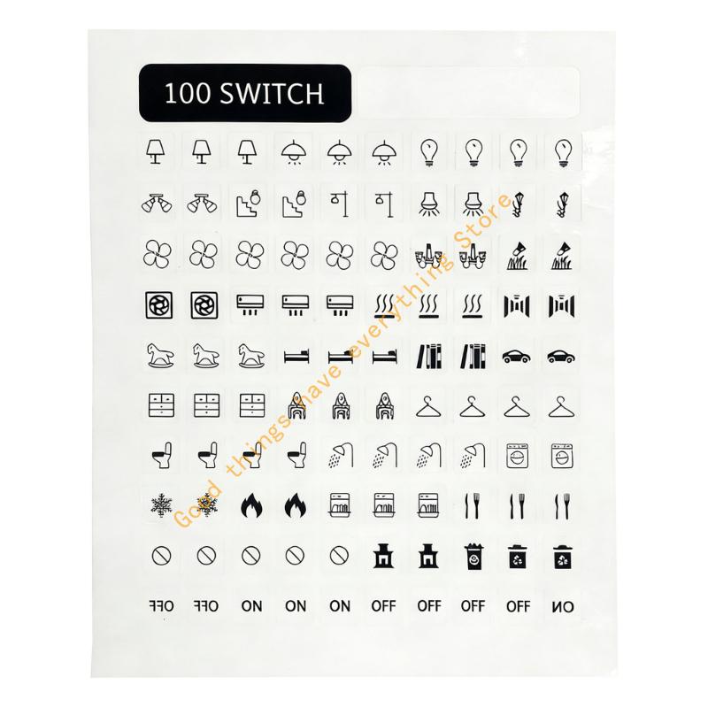 

100Pcs Light Switchs Labels Sticker Transparent Household Light Fan Heater Sign Sticker Waterproof Switchs Panel Labels 55KF белый