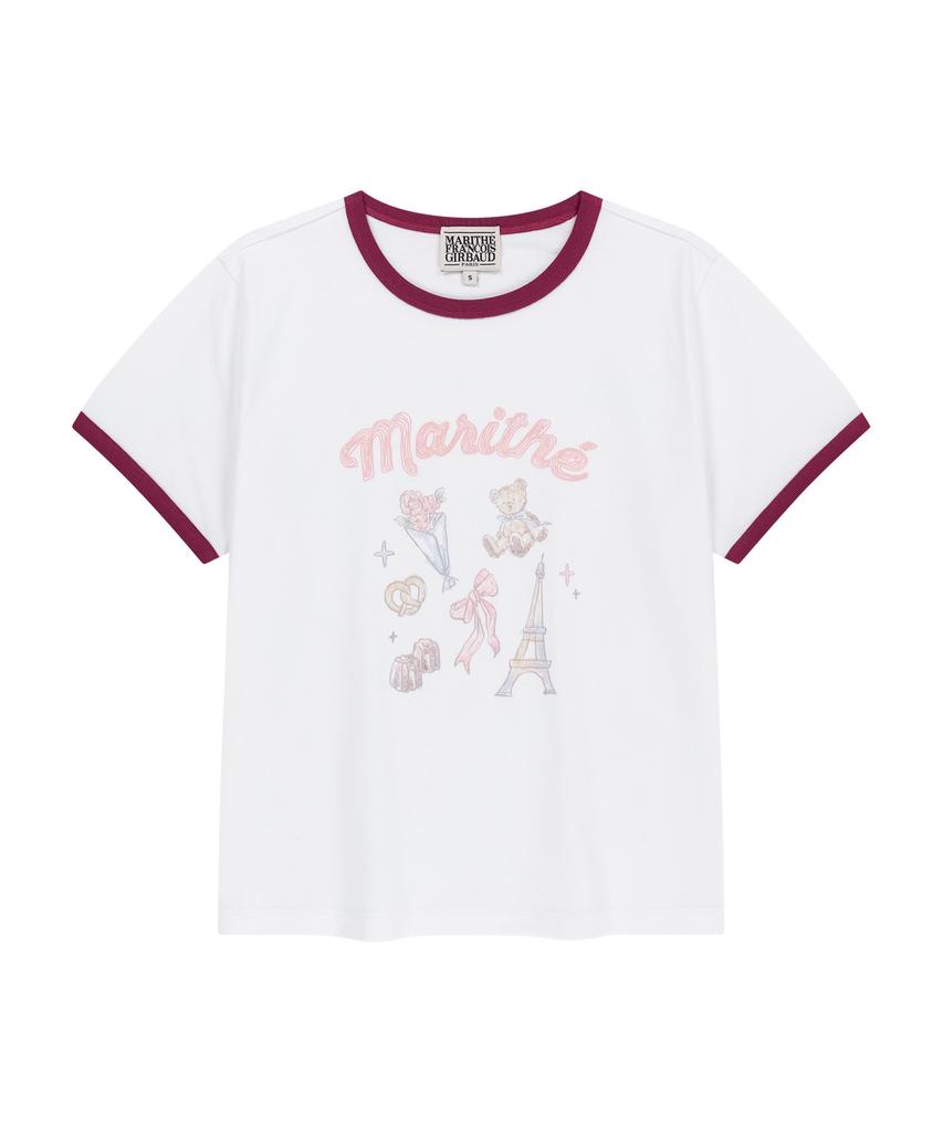 Malittepeulangsowajeobeo W Paris Graphic Ringer Tee White