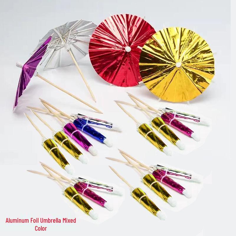 Cocktail Umbrella Set: Watermelon, Coconut Tree, Honeycomb Fruit, Flamingo, Pineapple Decorations