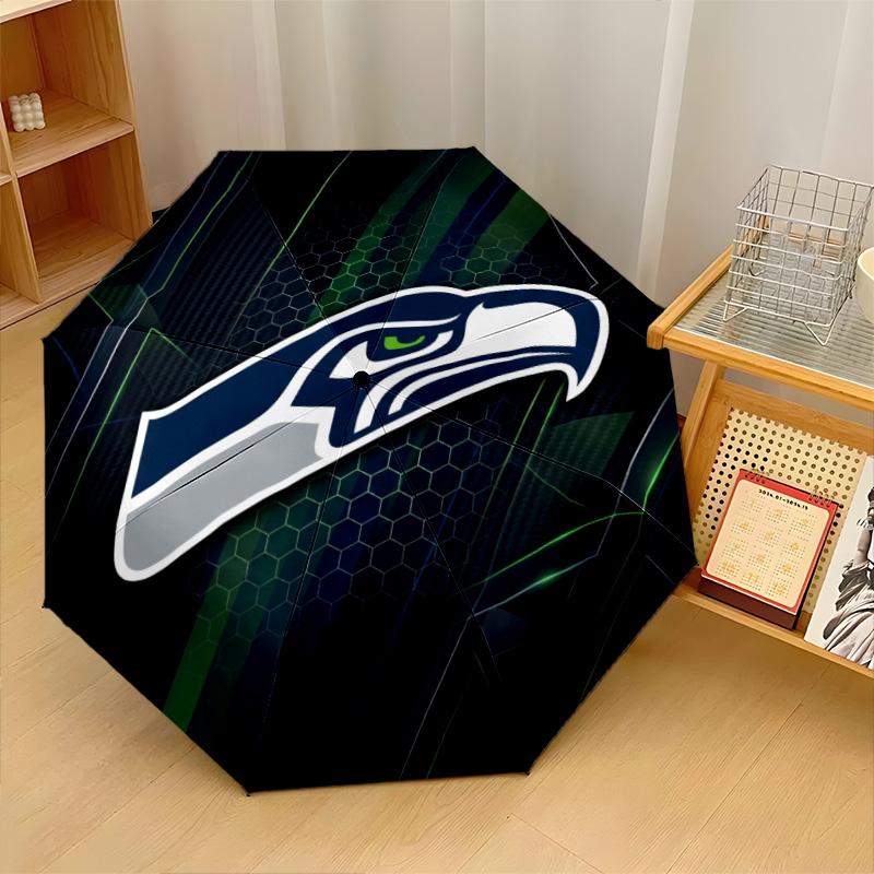 Seattle Seahawks Print Auto 8?Ribs Folding Umbrella Wind Resistant Lightweight Automatic Umbrella For Daily Travel