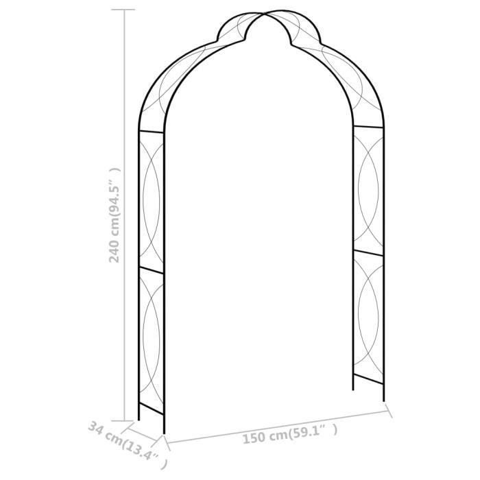Voûte de jardin - VIDAXL - Noir - Métal - Fer enduit de poudre - 150x34x240 cm