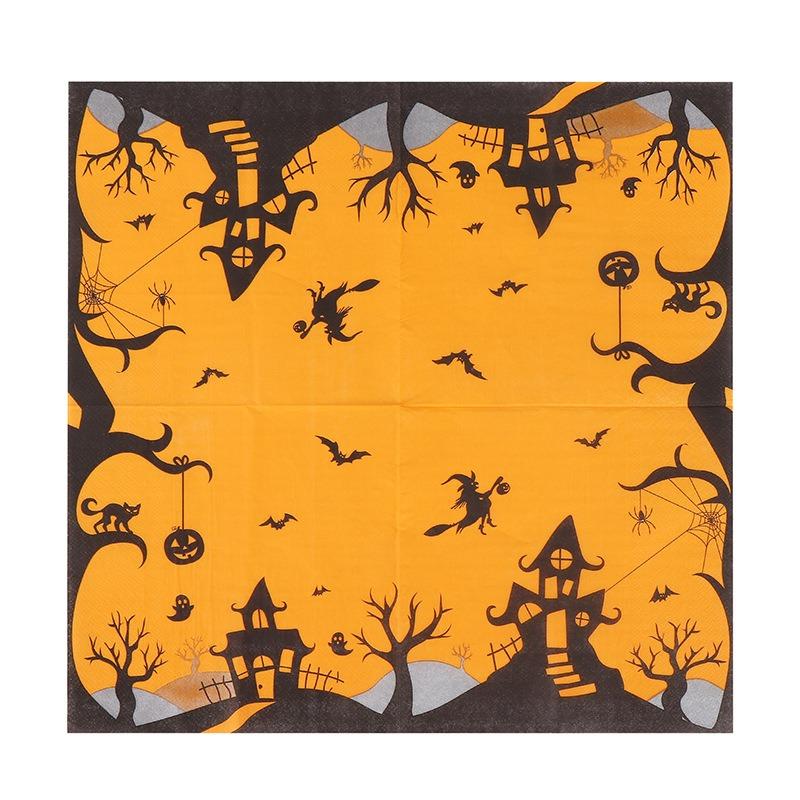 20Pcs/Pack 33x33cm Halloween Pumpkin Printed Disposable Napkin Paper Table Dinner Tissues Party Decoration