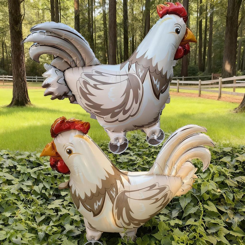 1 Stück Bauernhof-Thema Extra Groß 40 Zoll Laufendes Cremefarbenes Hähnchen-Ballon Bauernhof-Dekoration Ballon-Zubehör