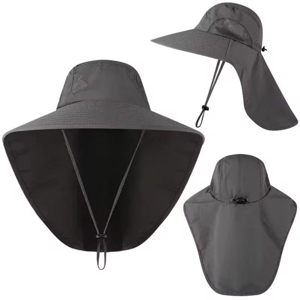 Hiking Sun Protection Hat Anti-UV Men Bucket Hats Fashion Wide Brim Sun Hat with Neck Flap