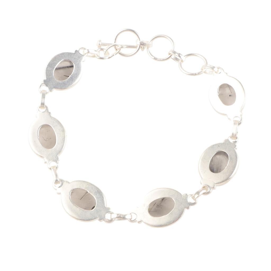 Natürlicher Schwarzer Rutil Edelstein 925 Sterlingsilber Schmuck Handgefertigtes Armband 8,5" RB-3-19