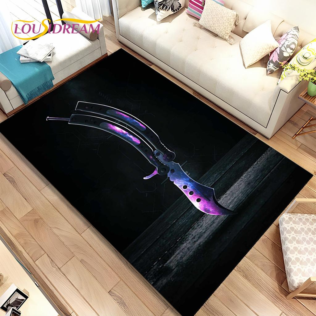 CS,knife,Swiss Knife Sword Games Area Rug,Carpet Rug for Home Living Room Children Bedroom Sofa Doormat Decor,Non-slip Floor Mat
