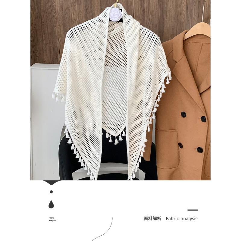 Women S Knitted Solid Color Tassel Versatile Shawl Wrap