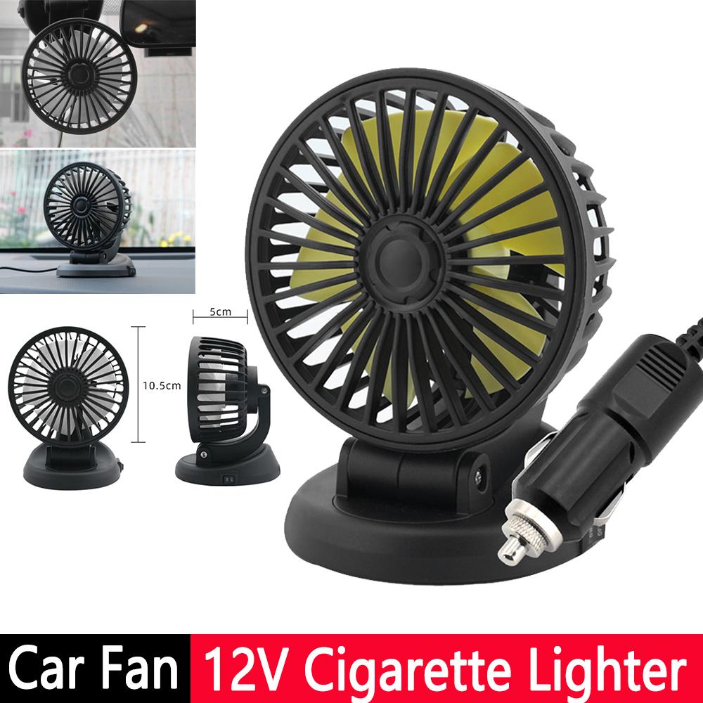 2-speed Car Cooling Fan Cigarette Lighter 24V 12V Fan 5V USB Charge Dual Head Car Fan 360 Degree Rotation Air Conditioning