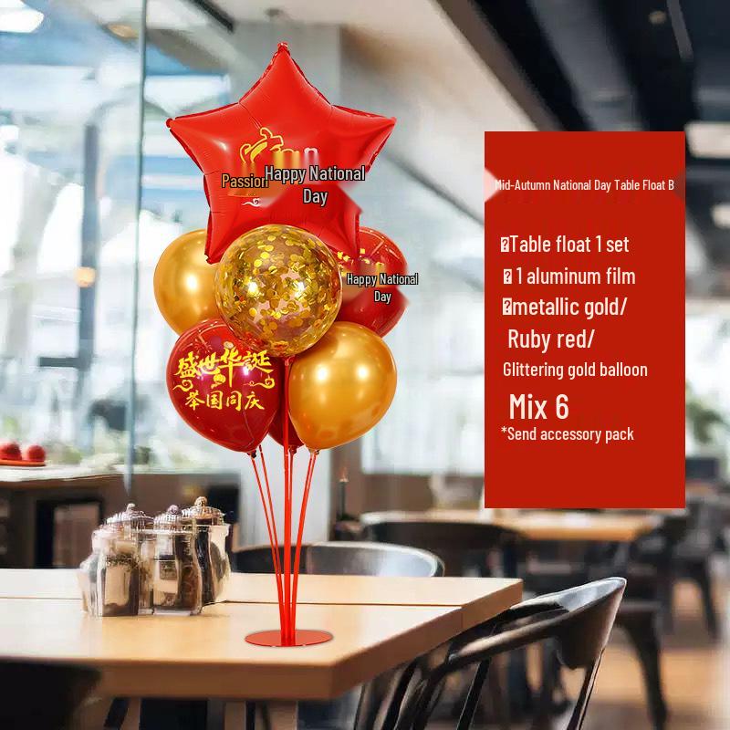 Five-Star Red Heart Balloons for National Day & Mid-Autumn Festival Décor