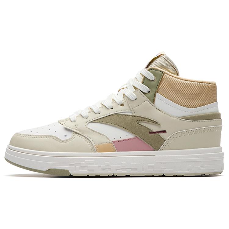

new Anta Slip Resistant Shock Absorbers With Abrasion Resistant Properties High Top Skateboard Shoes Women s White Yellow 36.5