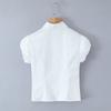 European and American women's clothing 1116 spring new product lapel retro waist casual versatile short-sleeved shirt top women