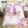 Girls Cute Unicorn Duvet Cover Set Cartoon Animal Bedding Set Microfiber Floral Star Quilt Cover Twin King For Kids Teens Room