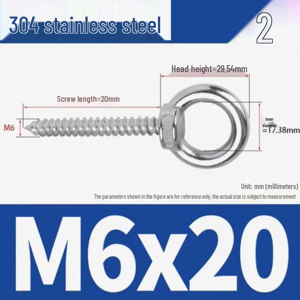 304 Stainless Steel Self-Tapping Eye Bolt with Ring Screw Hook