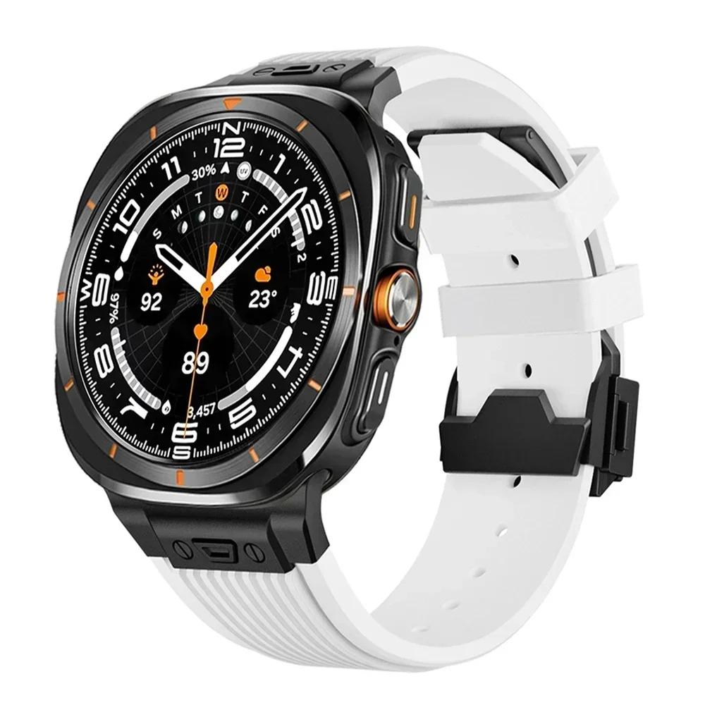 Sport Band For Samsung Galaxy Watch Ultra 2025 Stainless Steel Buckle Men's Luxury Band for Samsung Galaxy Watch 7 Ultra 47mm Band