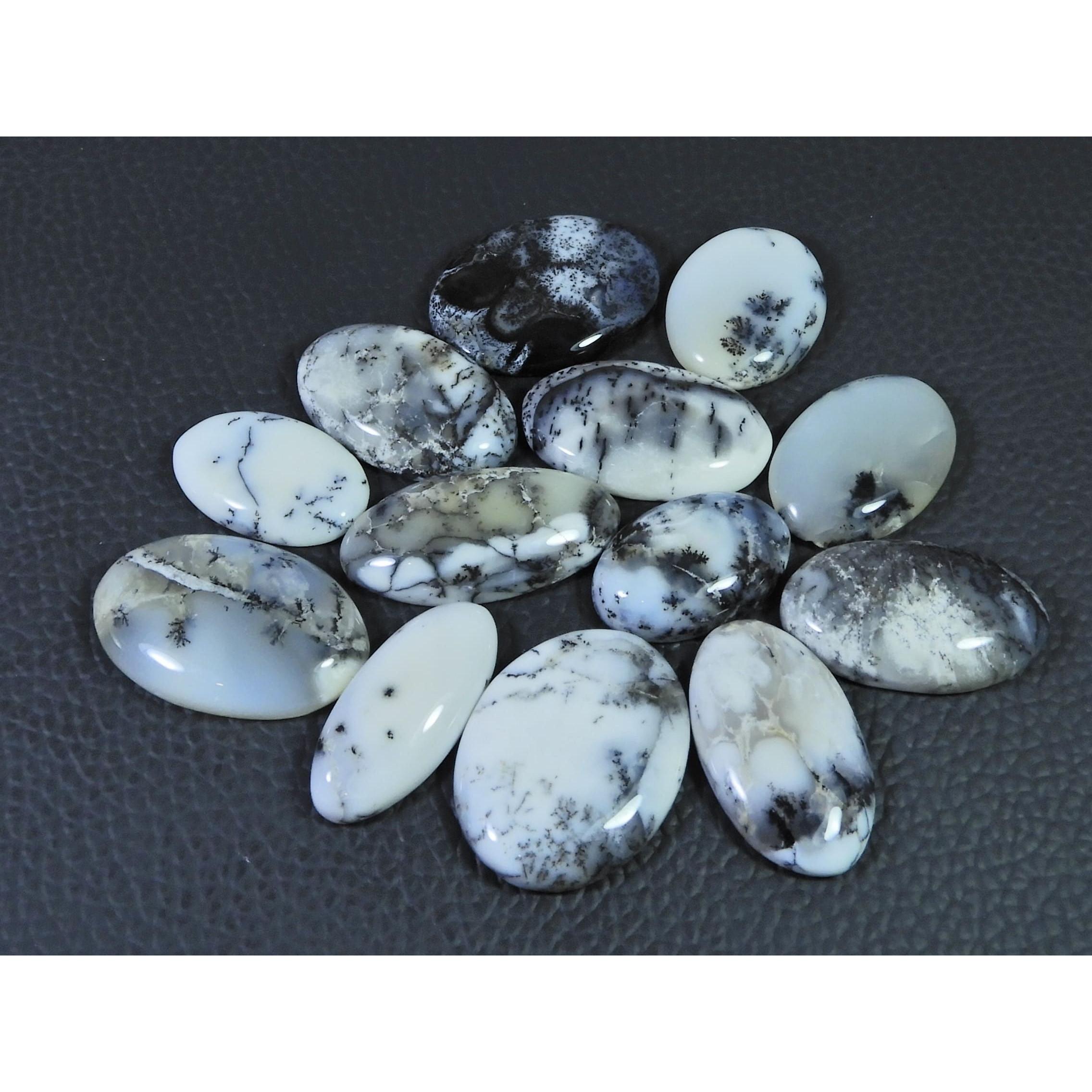 219Cts. Natural Dendrite Opal Agate Oval Cabochon Loose Gemstone 13Pcs Lot C-1996