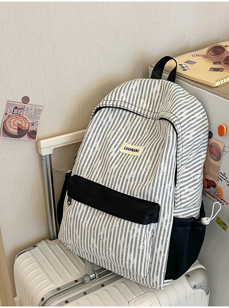 Schoolbag new striped spring outing high value soft girl cute middle school student backpack small fresh backpack