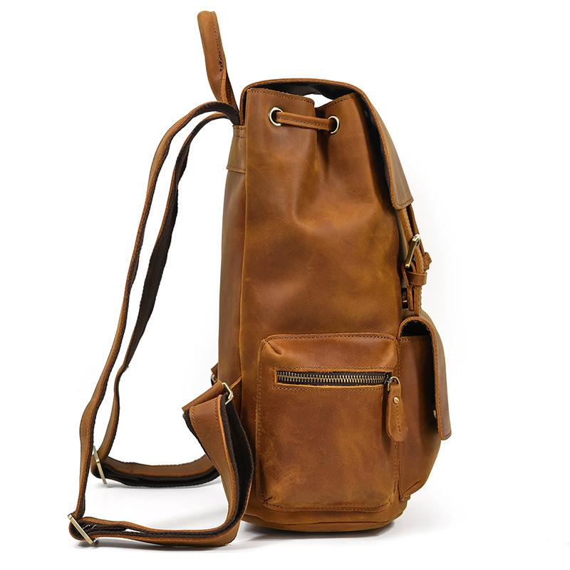 Herrenrucksack Crazy Horse Leder Retro Damenrucksack Kopf Rindsleder Studenten Rucksack Lässig