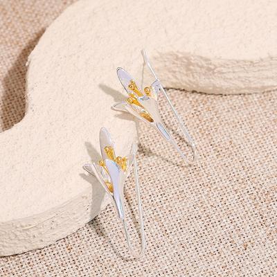 Hot-selling Lily Earrings Women's Ins Wind Retro Long Temperament Flower Earline Wind Earrings
