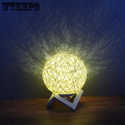 Regalo creativo control por voz lámpara LED de bola de ratán USB luz nocturna pequeña