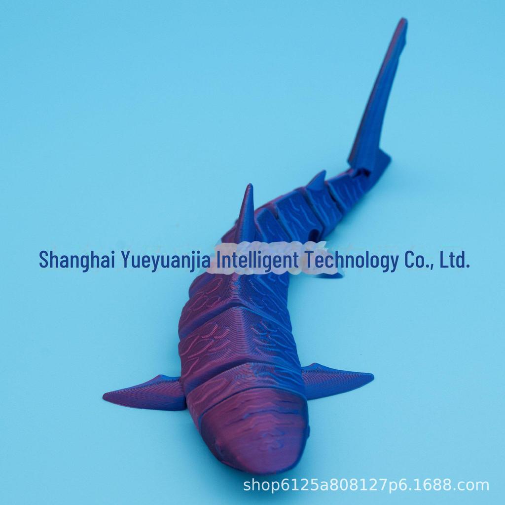 3D Printed Realistic Striped Tiger Shark Model with Movable Joints - Decorative Gift & Puzzle