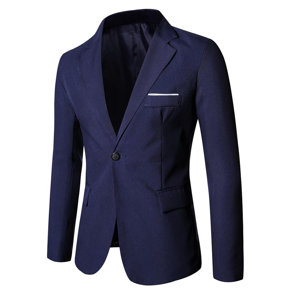 Men s Casual Suit Slim-fit Small Suit Jacket Korean Versi of The Trend of Men s Casual Western Top M темно-синий