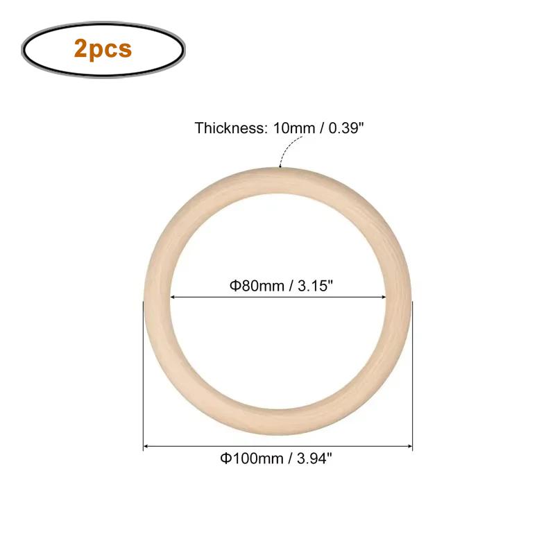 15-100mm Natural Unfinished Solid Wood Rings Smooth Wood Circles for DIY Craft, Ring Pendant Connector, Jewelry Making and Decor