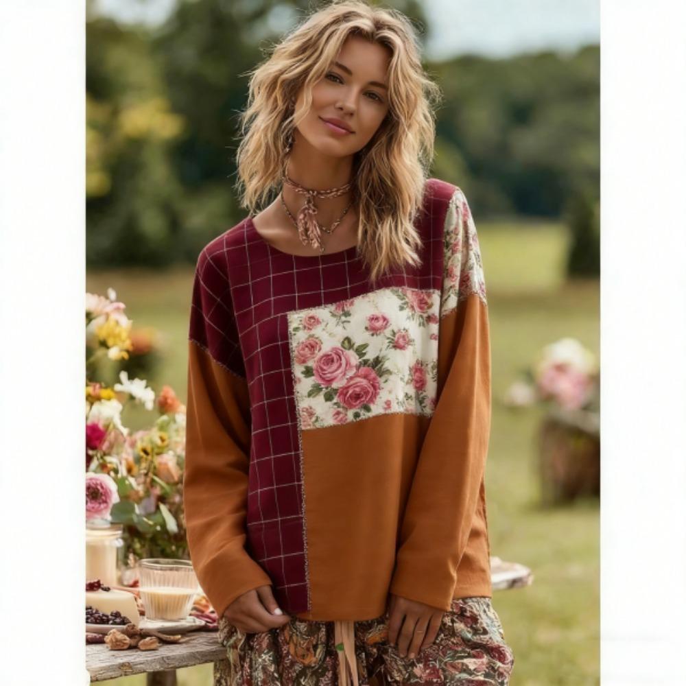 Europe America Style Fashion Splicing Colors Women's T-shirt Pullover Women Long Sleeve Clothing Outdoor Casual Tees Top