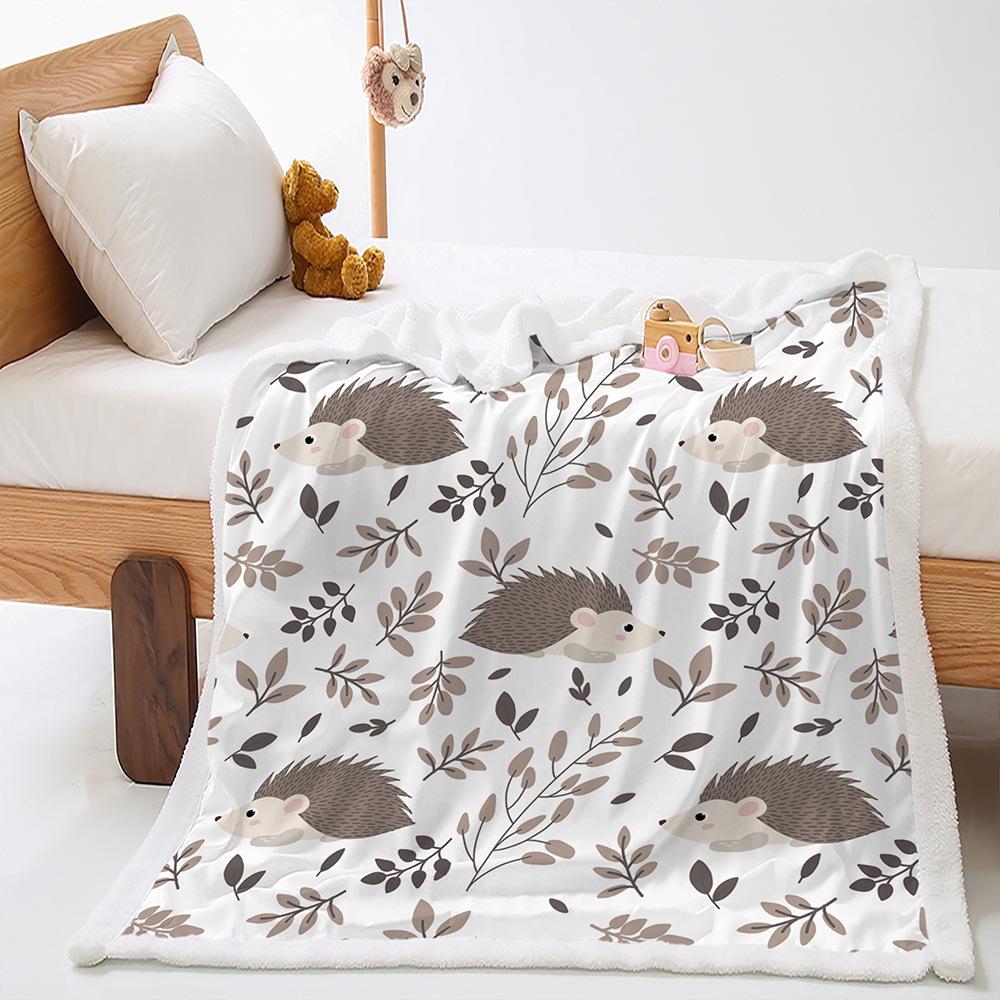2D digital print cover blanket zoo illustration dinosaur thickened lamb wool crystal plush blanket