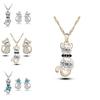 Cat 3pcs Crystal Shaped Necklace Earrings Jewelry Set  Gift Teen Girls For Women
