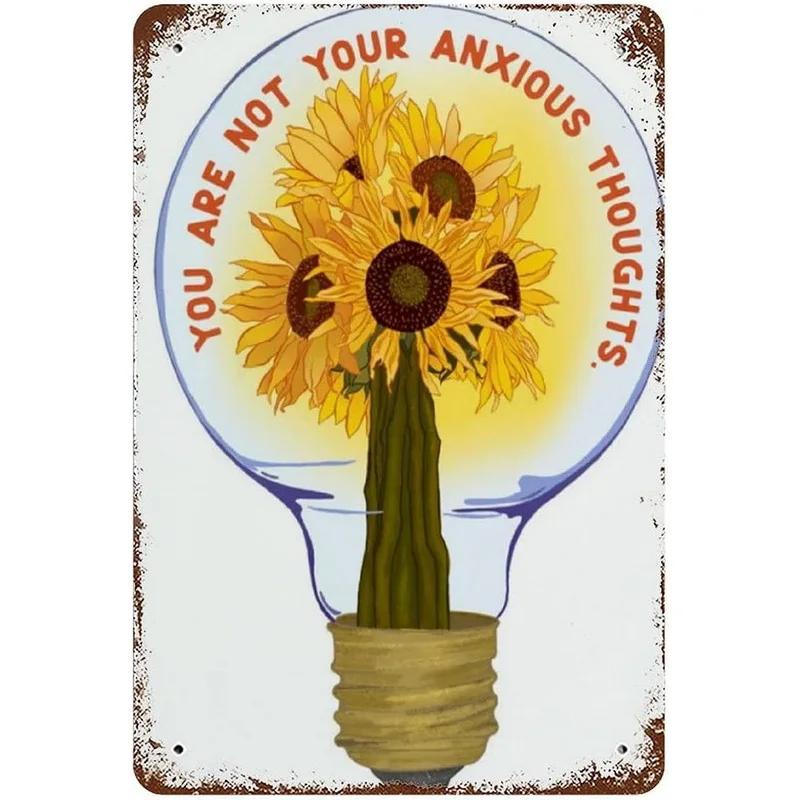 Sunflowers Metal Tin Signs You Are My Sunshine Wall Art Posters Plaque Vintage Iron Painting Decoration for Home Cafe Club Ba